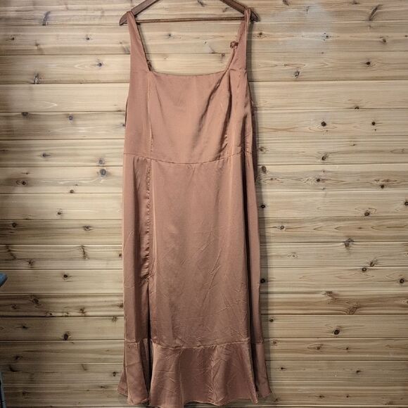 Show Me Your MuMu Dresses & Skirts - Show Me Your Mumu Dress Womens 2X Bronze Claire Midi Copper Luxe Satin Wedding